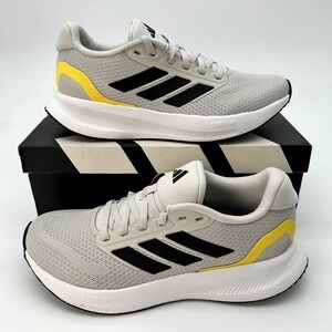adidas Runfalcon 5 Womens Size 5.5 Running Shoes Grey Black Yellow NEW JR3090